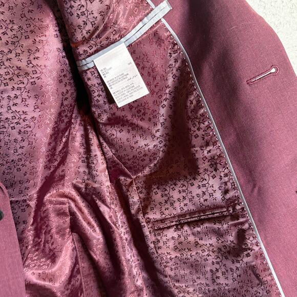 Bar III Men's Slim-Fit Wool Blend Suit Jacket Berry Red 36S $425 - Picture 6 of 9